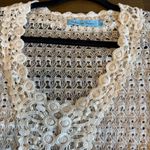 Solitaire  Swim Cover Up Dress Tunic Sheer Crochet Swimsuit Tropical Sleeves L Photo 4