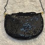 Vintage 80s Glam Black Metal Mesh Bow Purse Shoulder Handbag Chainmaille Gold Photo 2
