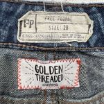 Free People Size 28 Shorts Cut Off Denim Golden Thread Destructted Lace Cotton Photo 8