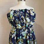 Anthropologie  Floral Ruffled Strapless Blue A Line Dress NWT Size Large Photo 10