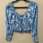 Faithfull the Brand  Smocked Willow Cropped Top in Blue Roos Tie Dye, Size S (4) Photo 1