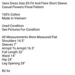 Vans Dress Size XS Fit And Flare Short Sleeve Casual Flowers Floral Pattern Photo 4