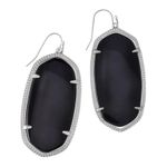 Kendra Scott NWT!  Danielle Silver Drop Earrings in Black Opaque Glass Photo 1
