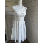 Donna Morgan NWT  One Shoulder Chiffon Pleated Dress Off White Size 4 Photo 6
