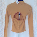 We The Free NWT Free People  100% Cotton Open Back Long Sleeve Top Orange-Yellow Photo 0