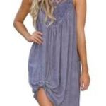 Kori  purple crochet neck Trapeze midi dress Photo 1