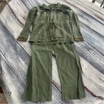 Michael Stars  100% Linen Olive Green 2 Piece Pants and Jacket Photo 2