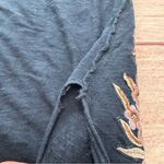 Free People Midi T-Shirt Dress Cotton Linen Blend Embroidered Floral Navy Size L Photo 7