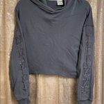 PINK - Victoria's Secret  dark gray cropped long sleeve hoodie, S Photo 0