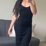 Black and white ribbed midi dress Photo 1