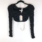 House Of CB London Women's Crop Top Yili Ruched Long Sleeve Black XS Photo 1