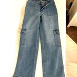 Stylish Denim cargo mom Straight Leg Women's Jeans sz 4 Blue Photo 3