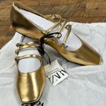 ZARA  Gold Ballet Buckle Shoes Photo 0