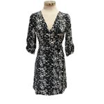 Club Monaco Floral Wrap Dress Black/White Size 0 Photo 1