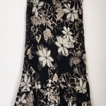 Vintage Y2K New York & Company Black Cream Floral Ruffle Bias Cut Midi Skirt 2 Photo 0
