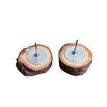 Handcrafted Wooden Tree Slice Earrings Stud Pierced OOAK Wood Ring Boho .75" New Brown Photo 2