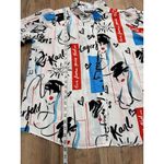 Karl Lagerfeld  Paris Graphic Tunic Blouse Oversized Button Down M-L Photo 4