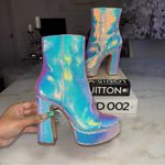 Alexandre Birman New  Loreta Holographic Leather Platform Bootie Boot Womens 37 Photo 1