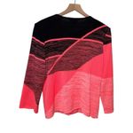 Ming Wang Cardigan Jacket Women Sz L Pink Black Open Front Knit Sweater Acrylic Photo 1