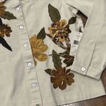 Laura Ashley  Jacket Womens Medium Cotton Leaves Flowers Embroidered Festival New Photo 9
