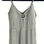 SO  Kohl's White Green Stripe Spaghetti Strap O-Ring Jumpsuit Size S New Photo 2