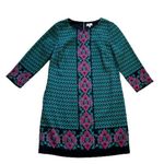 Crown & Ivy Dress Shift 3/4 Sleeve Geo Elephant Print Navy Turquoise Pink Size 8 Photo 11