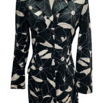 George Womens Black White Floral Trench Coat‎ 4 Classic Preppy Spring Artsy Photo 0