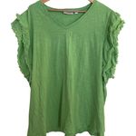 Belle Beach Kim Gravel Green V Neck Ruffle Sleeve Tunic Shirt Top Plus Size Size undefined Photo 0