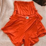 Free People red orange strapless layered + relaxed boho short sunsational set Photo 4