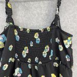 BP . Women's Romper Shorts Sleeveless Black Floral Smocked Back Size Small Photo 5