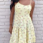 Brandy Melville Bohemian yellow floral lace up back mini dress sz s Photo 0