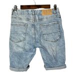 ASOS  Denim CO Blue Distressed Knee Length Button Fly Slim Fit Denim Shorts 4 Photo 1