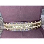 belt y2k leather studded crochet boho brown brass Photo 6