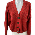 Urban Outfitters  Women's Red Knit V Neck Long Sleeve Crop Cardigan Sweater Top S Photo 0