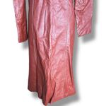 Vintage 70s Burgundy Leather Longline Trench Coat White Whipstitch Western Ranch Red Photo 10