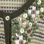 Nic+Zoe  Green & White Knit Button Trim Short Sleeve Sweater NEW S Photo 3