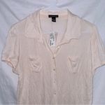 Club Monaco NWT Natural Nude Short Sleeve Button Up Nigella Shirt size large Photo 3