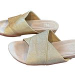 Eileen Fisher  Shimmering Gold Crisscross Mules Photo 0