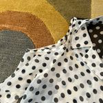 Blu Pepper Sheer Black and White Polka Dot Cold Shoulder Button Down High Low S Photo 2