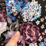 DALIA Black Lilac Lavender Purple Gray Floral Split Neck Long Sleeve Blouse Work Size L Photo 5