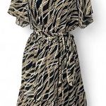 Michael Kors | S | Short Sleeve Chiffon Printed Gold Chain Detail Dress Womens Black Photo 0