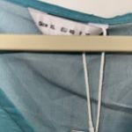 Teal With Floral Design Short Sleeve Flowing Midi Dress Size XL Blue Photo 3