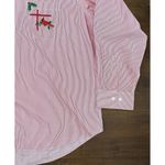 Vintage XL Holiday Shirt Red Striped Button Up Embroidery Holiday Holly Berries White Size 16P Photo 2
