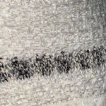 Loft  Cream Open Crochet Knit Drop Shoulder Short Sleeve Fringe Sweater Lg NWT Photo 5