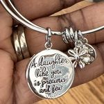 Silver Toned Charm Bangle Bracelet Quote A Daughter Like You Is Precious And Few Photo 2