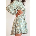 Lulus Dress Women Medium First Blooms Dusty Blue Floral Print Long Sleeve Cutout Gray Size undefined Photo 4