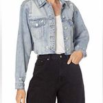 BLANK NYC  Women’s Denim Trucker Jacket Cropped Traffic JAM Jacket Large NWT Photo 0
