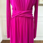 Fuzzi Italy Magenta Fuchsia Fluid Mesh Tulle Midi Long Sleeve Dress $450 20 Pink Size undefined Photo 2