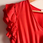 Solitaire Size M coral orange red eyelet floral dress with ruffle sleeves Photo 5