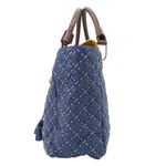 Marc Jacobs  Navy Blue Leather Quilted Woven Mackenzie Flap Tote Bag Purse Photo 3